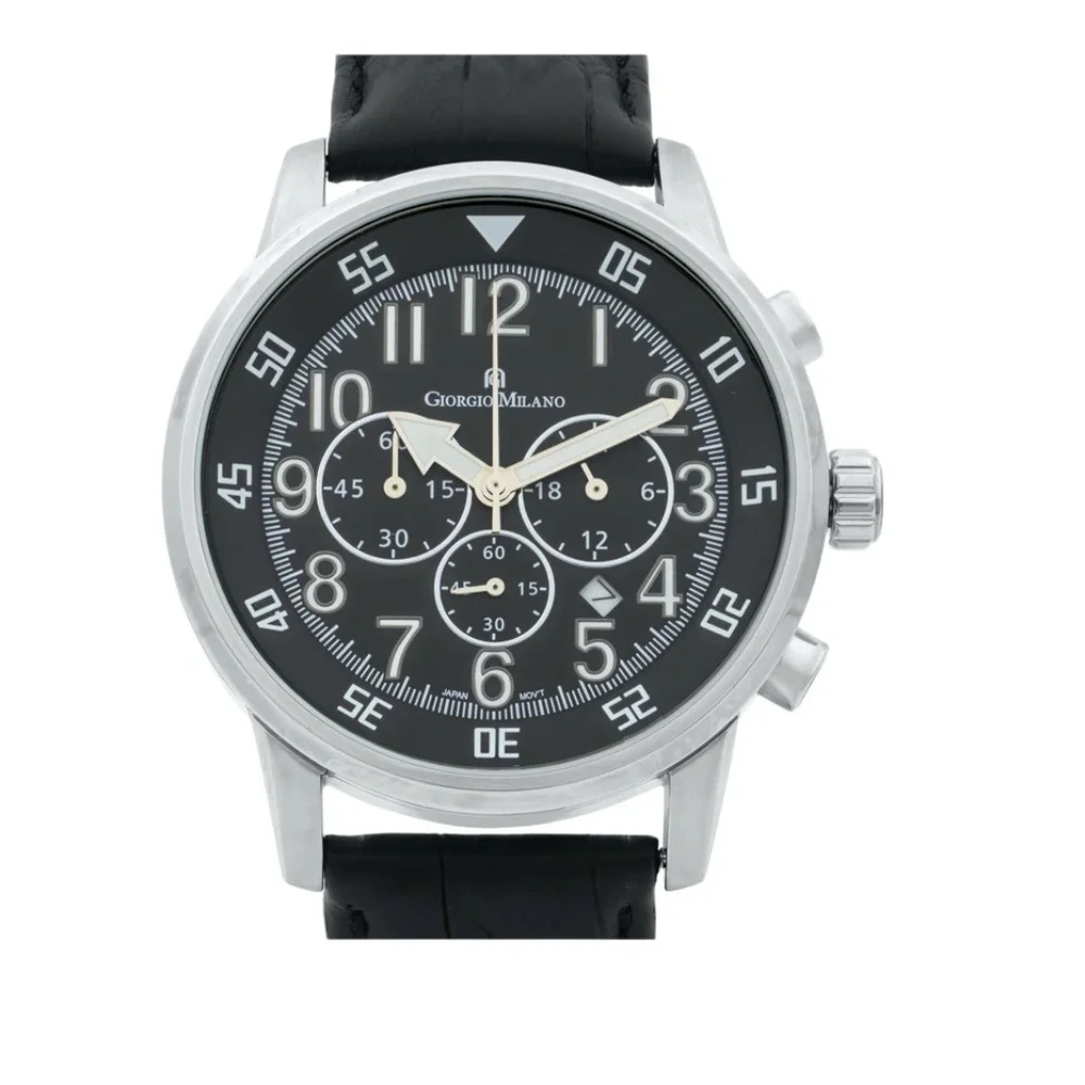 GIORGIO MILANO STAINLESS STEEL CHRONOGRAPH BLACK DIAL QUARTZ WATCH GM853SLBK